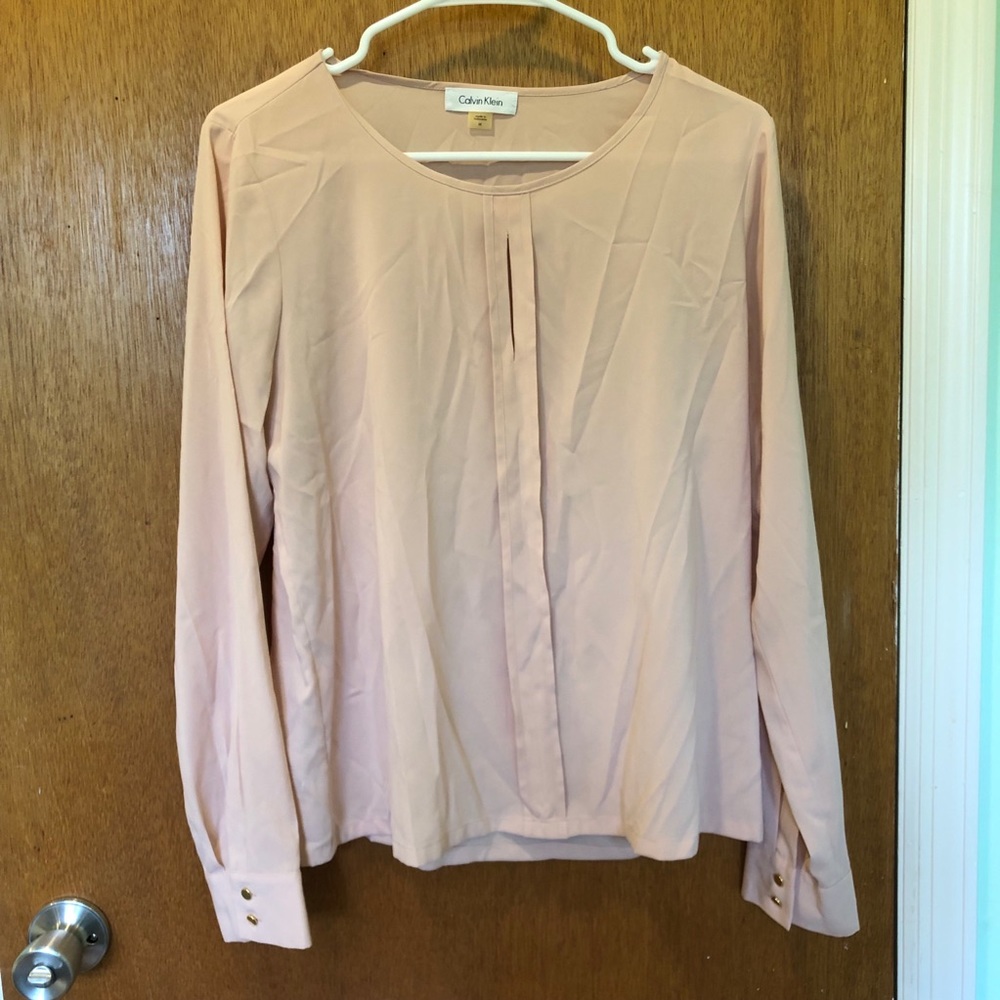 Calvin Klein Blush Pink Chiffon Blouse